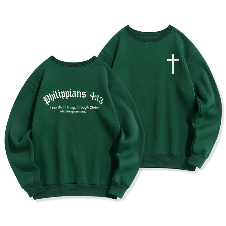 Sweat-shirt en polyester doublé polaire avec citation de Christianartworkshop : « Foi audacieuse dans Philippiens 413 ». - Vert - 2XL - image 5