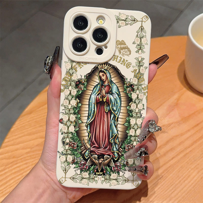 Christianartworkshop Coque de téléphone spirituelle Vierge Marie entourée de roses blanches - image 1