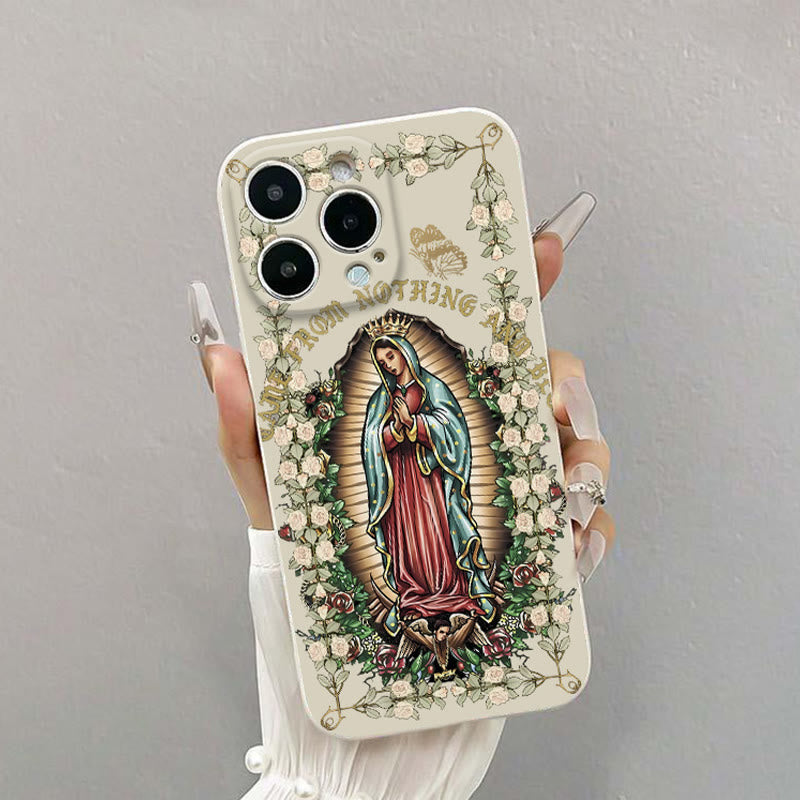 Christianartworkshop Coque de téléphone spirituelle Vierge Marie entourée de roses blanches - Blanc (modèle une pièce) - iPhone 16 Pro Max - image 2