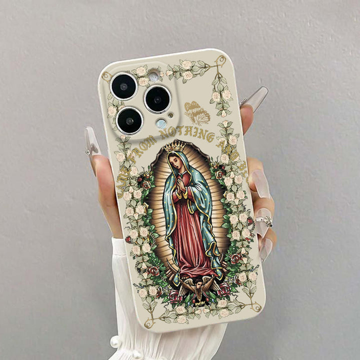 Christianartworkshop Coque de téléphone spirituelle Vierge Marie entourée de roses blanches - Blanc (modèle une pièce) - iPhone 16 Pro Max - image 2