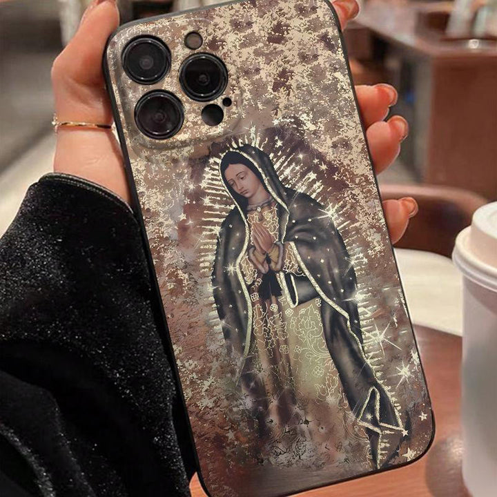 Christianartworkshop Coque de téléphone à symbolisme chrétien inspiré par la foi : Vierge Marie, Jésus et croix - Notre Dame - iPhone 16 Pro Max - image 2