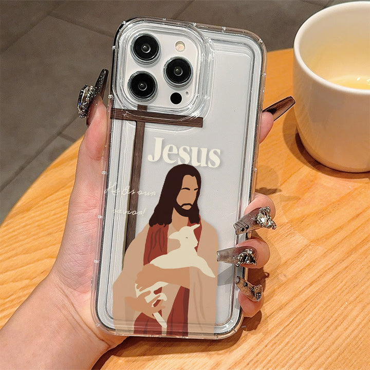 Christianartworkshop Coque de téléphone à symbolisme chrétien inspiré par la foi : Vierge Marie, Jésus et croix - image 1