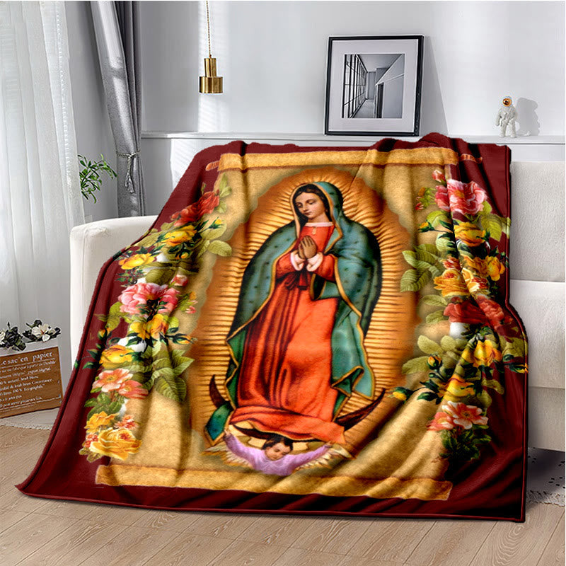 Christianartworkshop Couverture en flanelle Vierge de Guadalupe Religiou : un réconfort spirituel pour la maison - B - 264 x 228 cm - image 1
