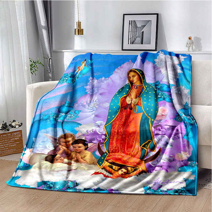 Christianartworkshop Couverture en flanelle Vierge de Guadalupe Religiou : un réconfort spirituel pour la maison - je - 264 x 228 cm - image 8