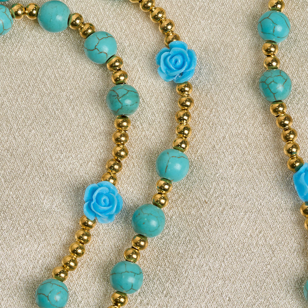 Christianartworkshop Chapelet élégant en roses rouges et bleues avec perles turquoise : béni par Notre-Dame et saint Benoît - image 19