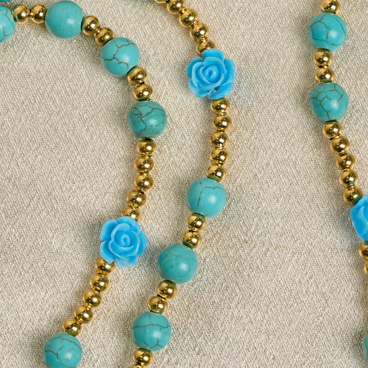 Christianartworkshop Chapelet élégant en roses rouges et bleues avec perles turquoise : béni par Notre-Dame et saint Benoît - image 19