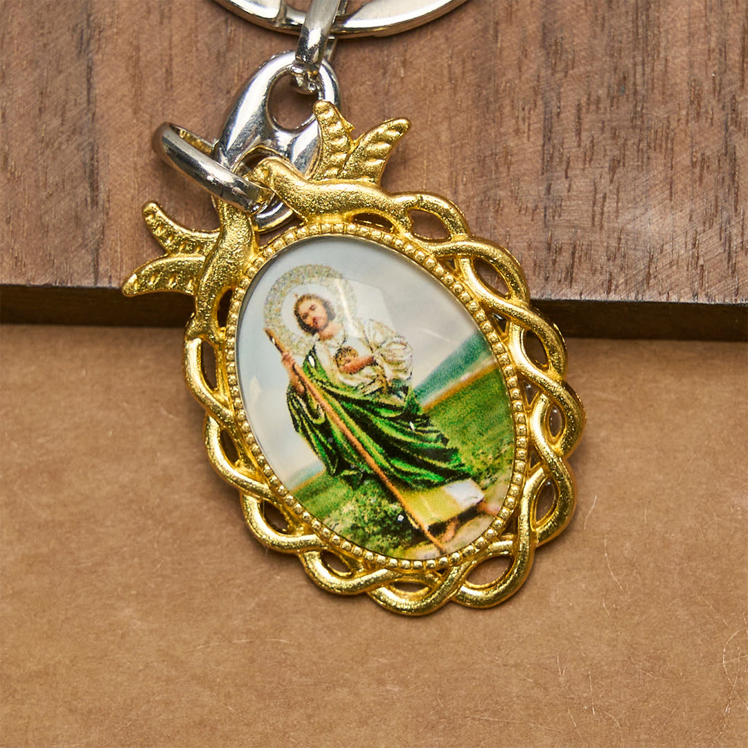 Christianartworkshop Porte-clés religieux représentant saint Jude et la colombe sainte : fidèle compagnon dans la prière - image 3