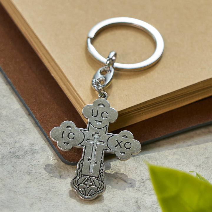 Christianartworkshop Porte-clés croix orthodoxe avec inscriptions sacrées : protection spirituelle et foi - Croix orthodoxe - image 0