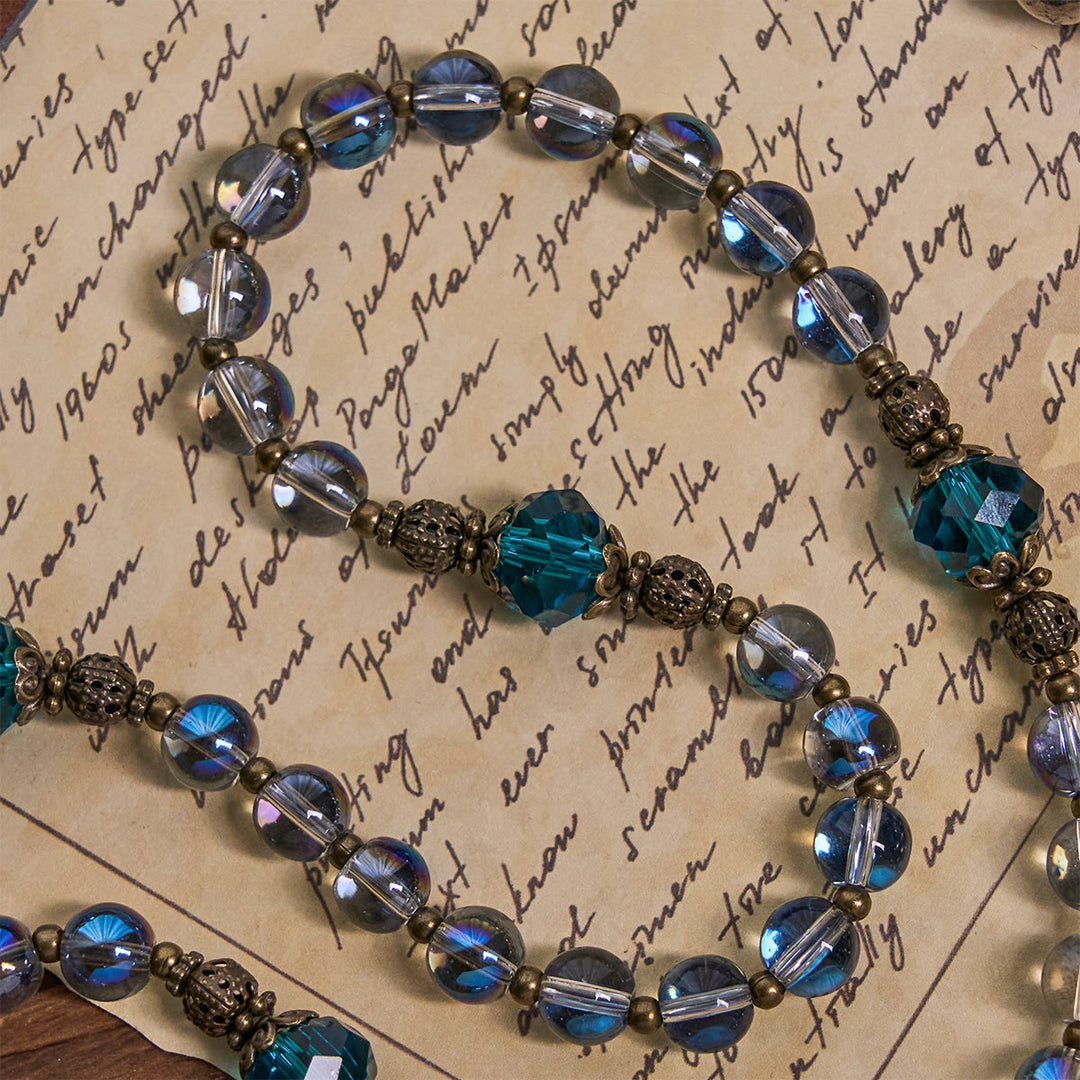 Christianartworkshop Chapelet en cristal bleu laser scintillant avec médaille miraculeuse en bronze antique - image 9