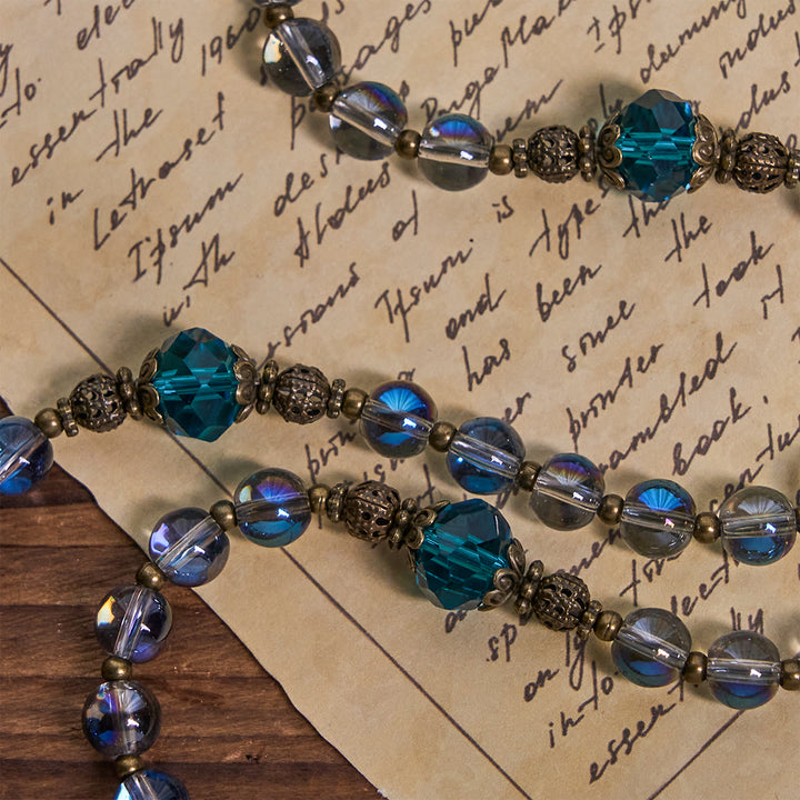 Christianartworkshop Chapelet en cristal bleu laser scintillant avec médaille miraculeuse en bronze antique - image 8