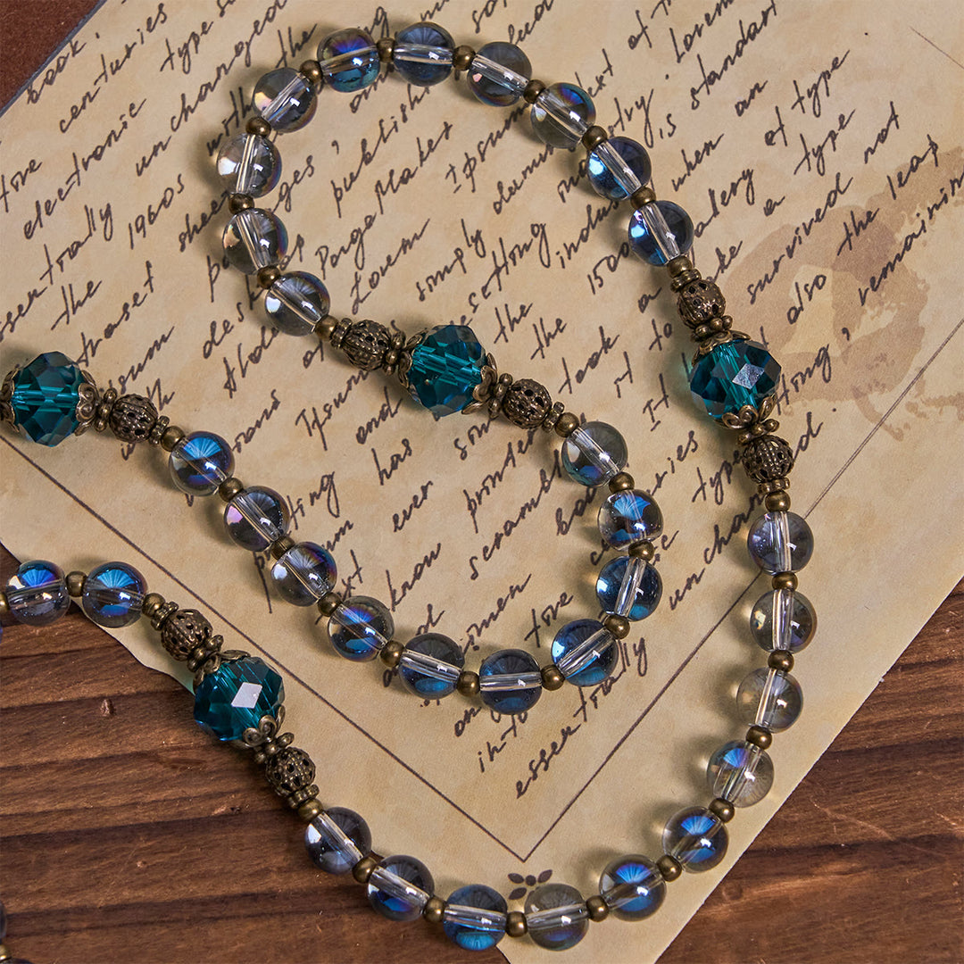 Christianartworkshop Chapelet en cristal bleu laser scintillant avec médaille miraculeuse en bronze antique - image 10