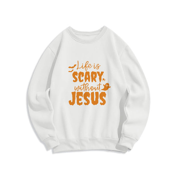 Christianartworkshop Sweat-shirt en polyester doublé polaire « La vie est effrayante sans Jésus » - Blanc - 2XL - image 0