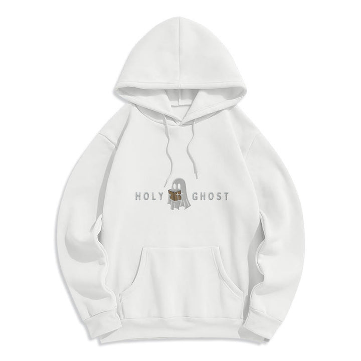 Christianartworkshop Sweat à capuche en polyester doublé polaire avec motif fantôme fantaisiste du Saint-Esprit - Blanc - 2XL - image 3