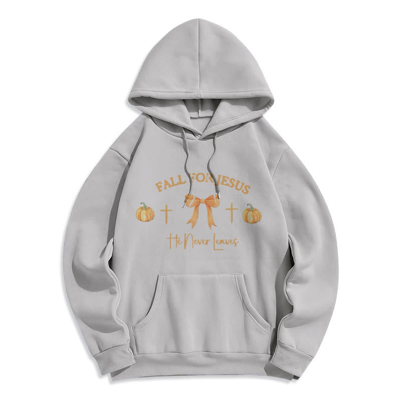 Christianartworkshop Automne pour Jésus Citrouille Croix et nœud Sweat à capuche en polyester doublé polaire - Gris - 2XL - image 7