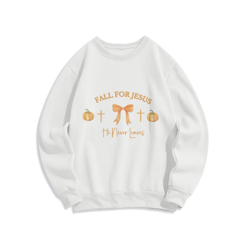 Christianartworkshop Automne pour Jésus Sweat-shirt en polyester doublé polaire avec citrouille, croix et nœud - Blanc - 2XL - image 2