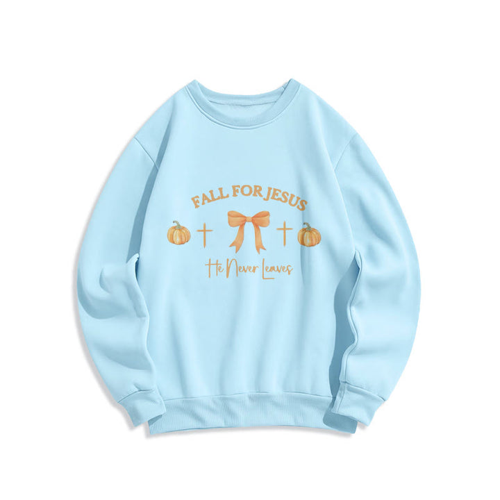 Christianartworkshop Automne pour Jésus Sweat-shirt en polyester doublé polaire avec citrouille, croix et nœud - Bleu - 2XL - image 3