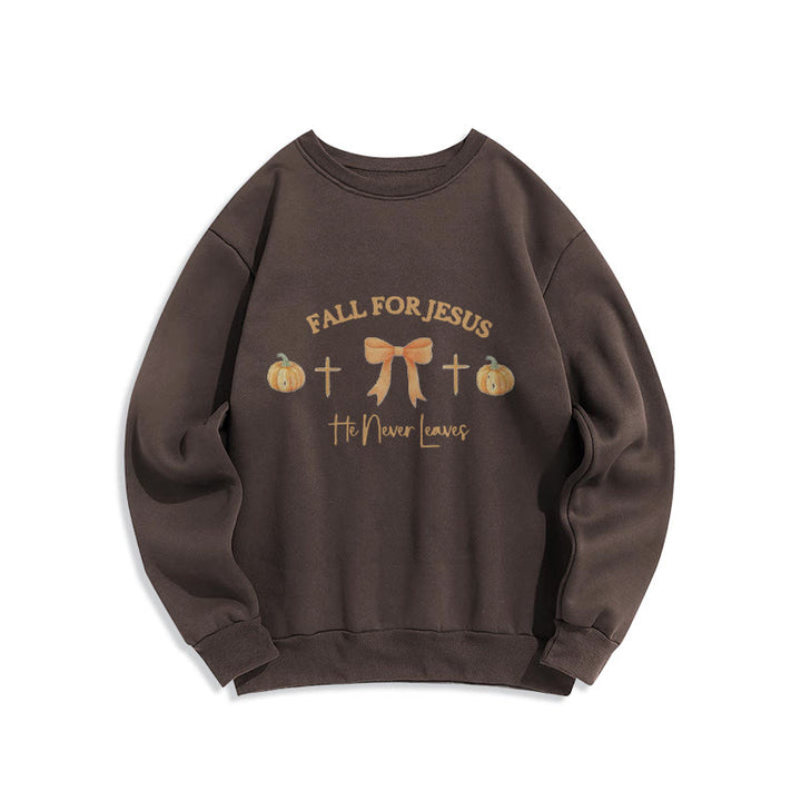 Christianartworkshop Automne pour Jésus Sweat-shirt en polyester doublé polaire avec citrouille, croix et nœud - Brun - 2XL - image 5