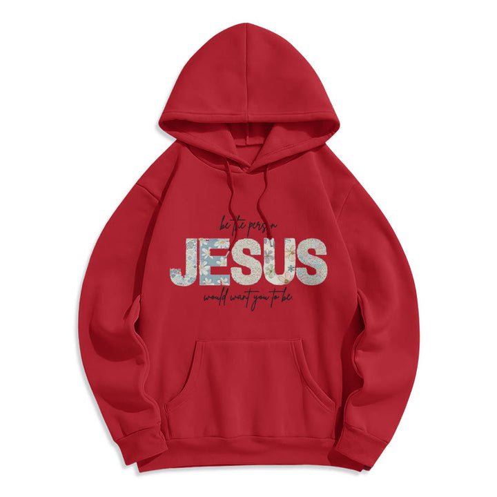 Sweat à capuche en polyester doublé polaire à motif floral et centré sur Jésus, Christianartworkshop - Rouge - 2XL - image 2