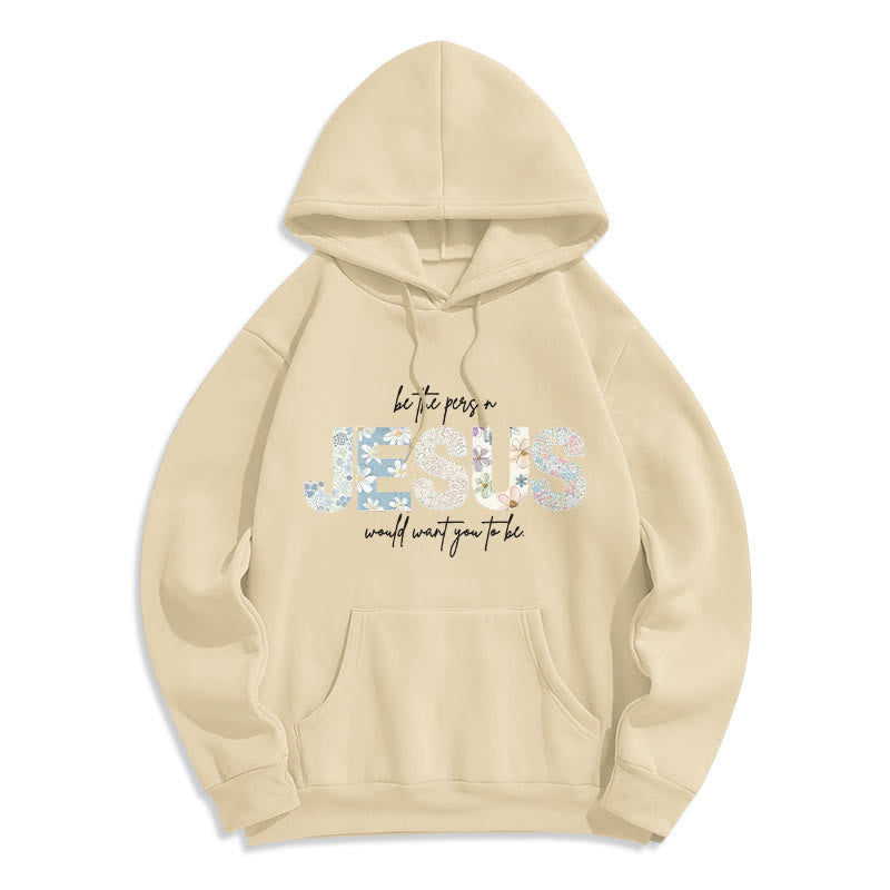 Sweat à capuche en polyester doublé polaire à motif floral et centré sur Jésus, Christianartworkshop - Beige - 2XL - image 7
