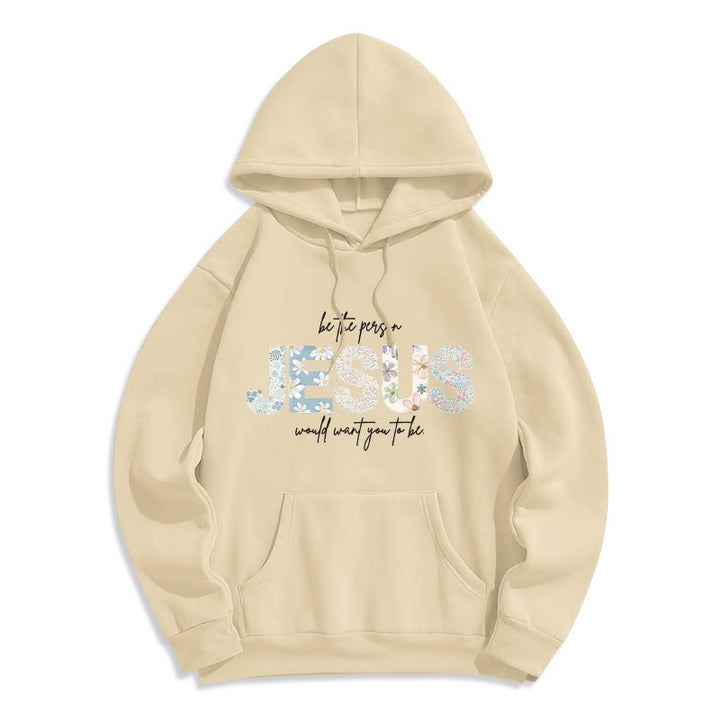 Sweat à capuche en polyester doublé polaire à motif floral et centré sur Jésus, Christianartworkshop - Beige - 2XL - image 7