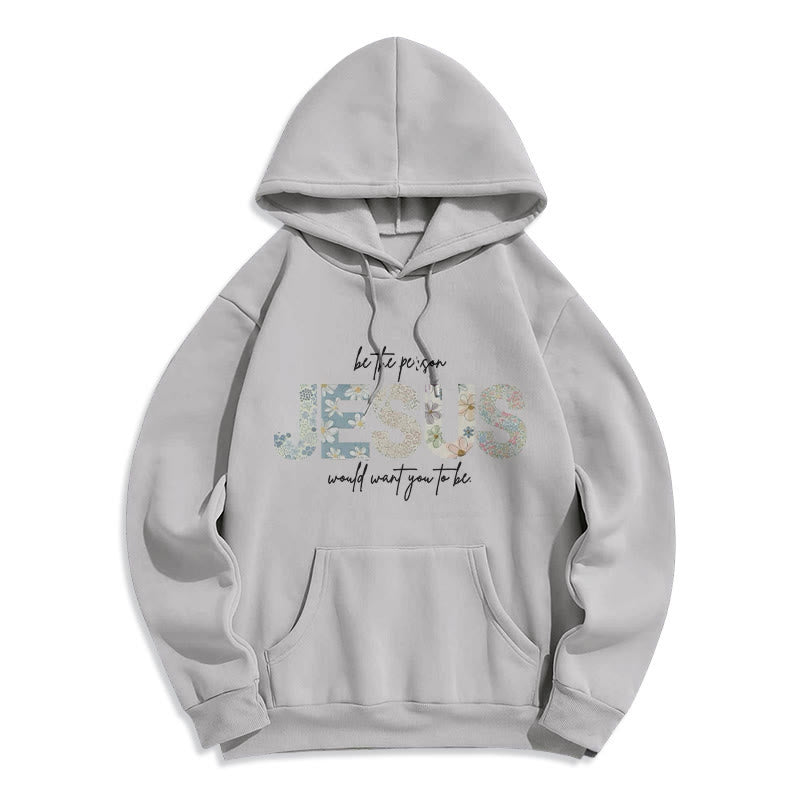 Sweat à capuche en polyester doublé polaire à motif floral et centré sur Jésus, Christianartworkshop - Gris - 2XL - image 5