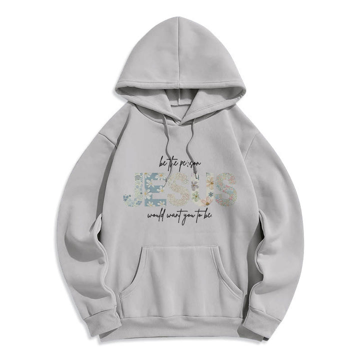 Sweat à capuche en polyester doublé polaire à motif floral et centré sur Jésus, Christianartworkshop - Gris - 2XL - image 5