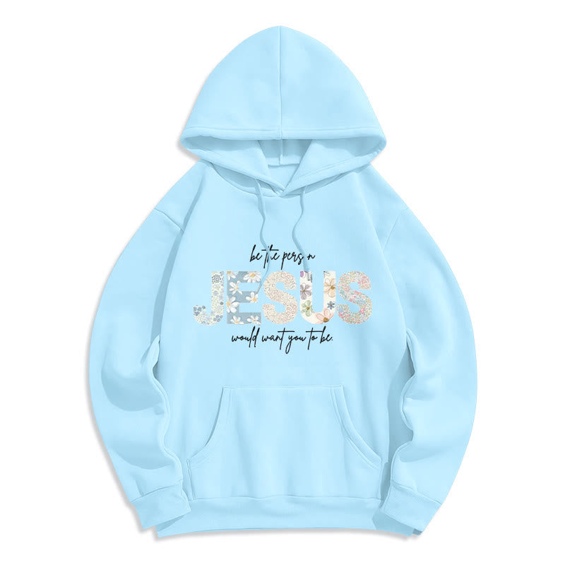 Sweat à capuche en polyester doublé polaire à motif floral et centré sur Jésus, Christianartworkshop - Bleu - 2XL - image 6