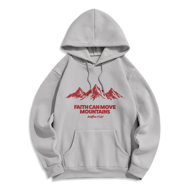 Christianartworkshop La foi peut déplacer des montagnes Sweat à capuche en polyester doublé polaire, inspiration biblique - Gris - 2XL - image 0
