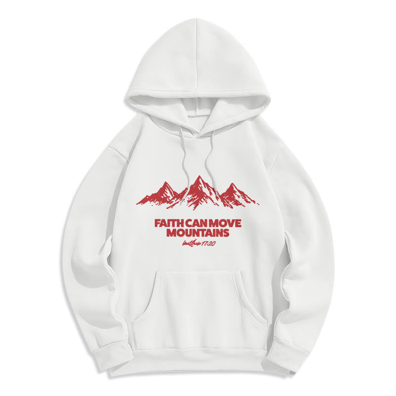 Christianartworkshop La foi peut déplacer des montagnes Sweat à capuche en polyester doublé polaire, inspiration biblique - Blanc - 2XL - image 1