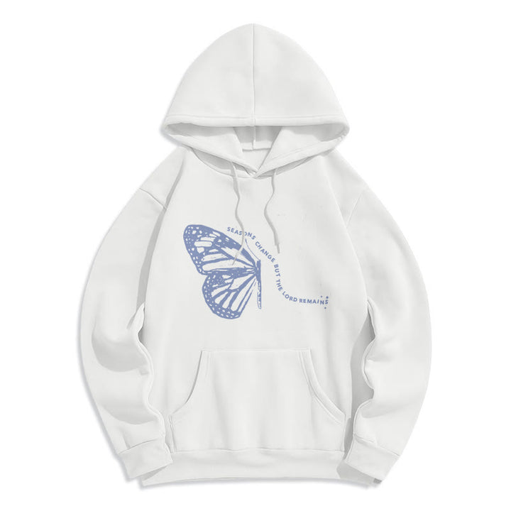 Sweat à capuche en polyester doublé polaire « Les saisons changent, le Seigneur demeure » ​​de Christianartworkshop - Blanc - 2XL - image 0