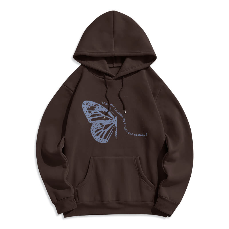 Sweat à capuche en polyester doublé polaire « Les saisons changent, le Seigneur demeure » ​​de Christianartworkshop - Brun - 2XL - image 3