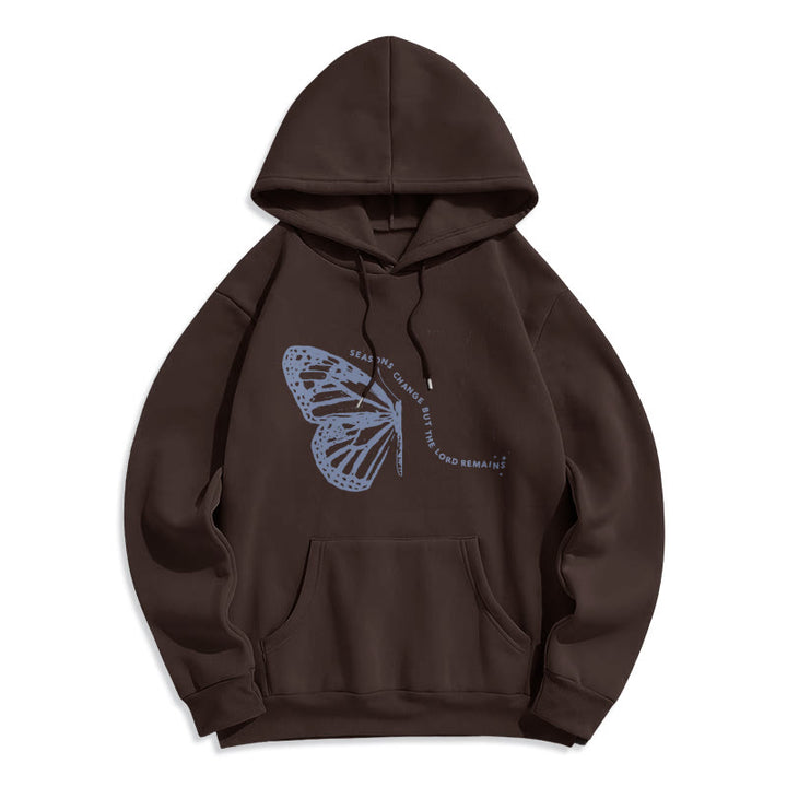 Sweat à capuche en polyester doublé polaire « Les saisons changent, le Seigneur demeure » ​​de Christianartworkshop - Brun - 2XL - image 3