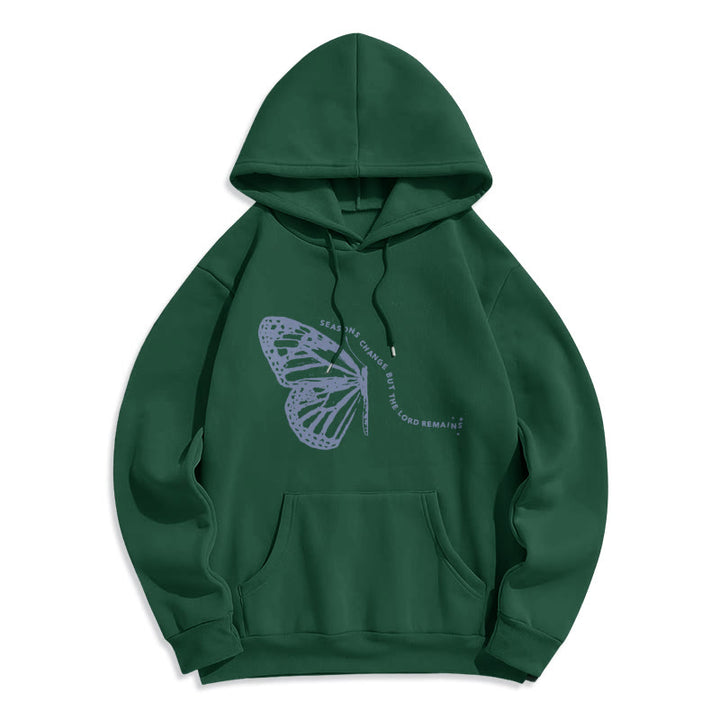 Sweat à capuche en polyester doublé polaire « Les saisons changent, le Seigneur demeure » ​​de Christianartworkshop - Vert - 2XL - image 5