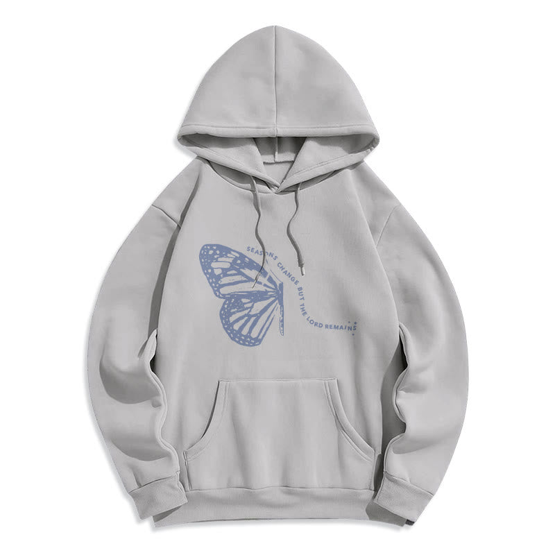 Sweat à capuche en polyester doublé polaire « Les saisons changent, le Seigneur demeure » ​​de Christianartworkshop - Gris - 2XL - image 6