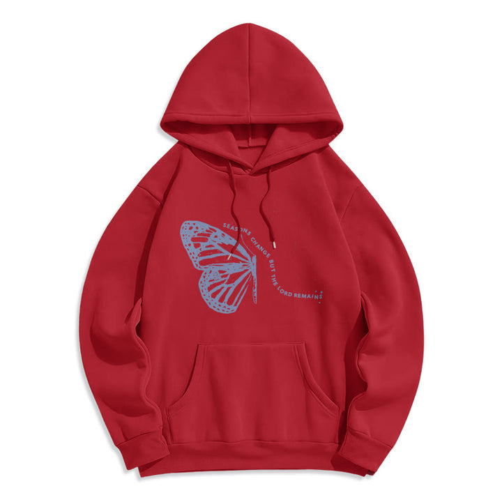 Sweat à capuche en polyester doublé polaire « Les saisons changent, le Seigneur demeure » ​​de Christianartworkshop - Rouge - 2XL - image 7