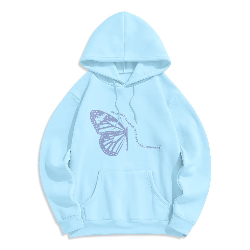 Sweat à capuche en polyester doublé polaire « Les saisons changent, le Seigneur demeure » ​​de Christianartworkshop - Bleu - 2XL - image 1