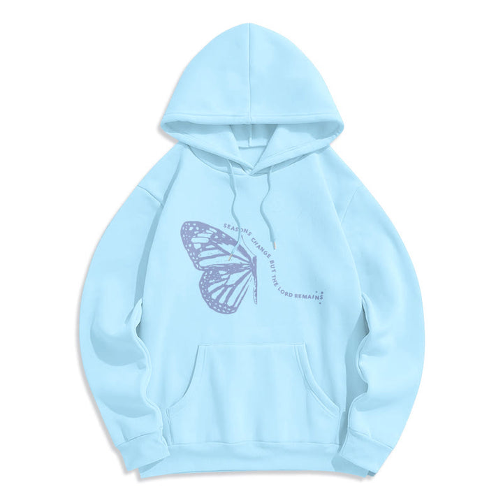 Sweat à capuche en polyester doublé polaire « Les saisons changent, le Seigneur demeure » ​​de Christianartworkshop - Bleu - 2XL - image 1