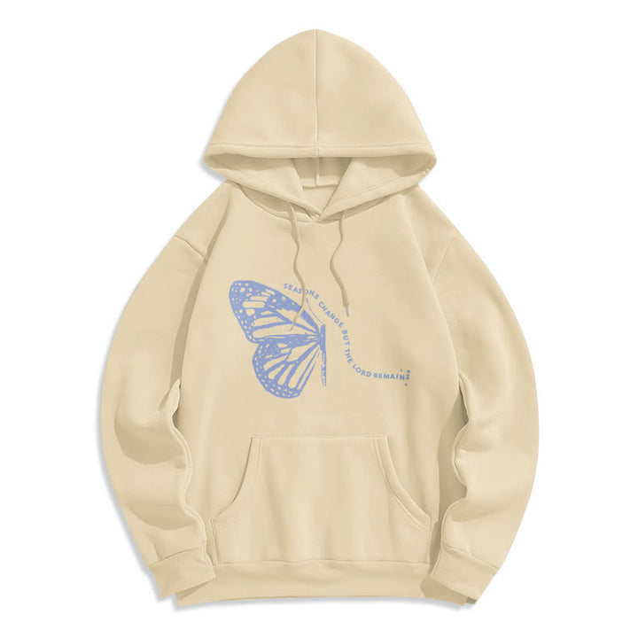 Sweat à capuche en polyester doublé polaire « Les saisons changent, le Seigneur demeure » ​​de Christianartworkshop - Beige - 2XL - image 2