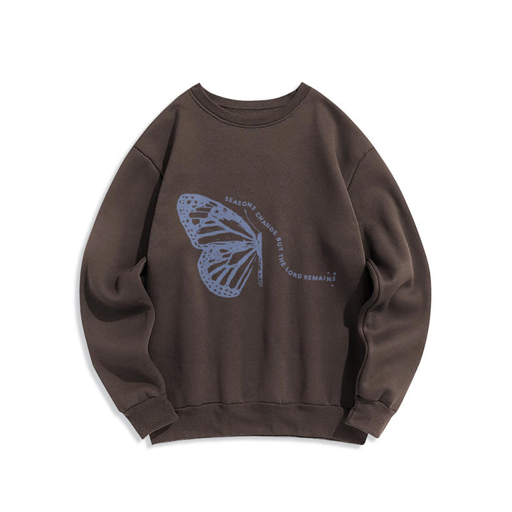 Sweat-shirt en polyester doublé polaire à motif papillon « Les saisons changent, le Seigneur demeure » ​​de Christianartworkshop - Brun - 2XL - image 3