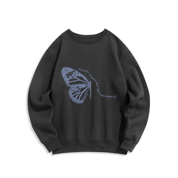 Sweat-shirt en polyester doublé polaire à motif papillon « Les saisons changent, le Seigneur demeure » ​​de Christianartworkshop - Noir - 2XL - image 5
