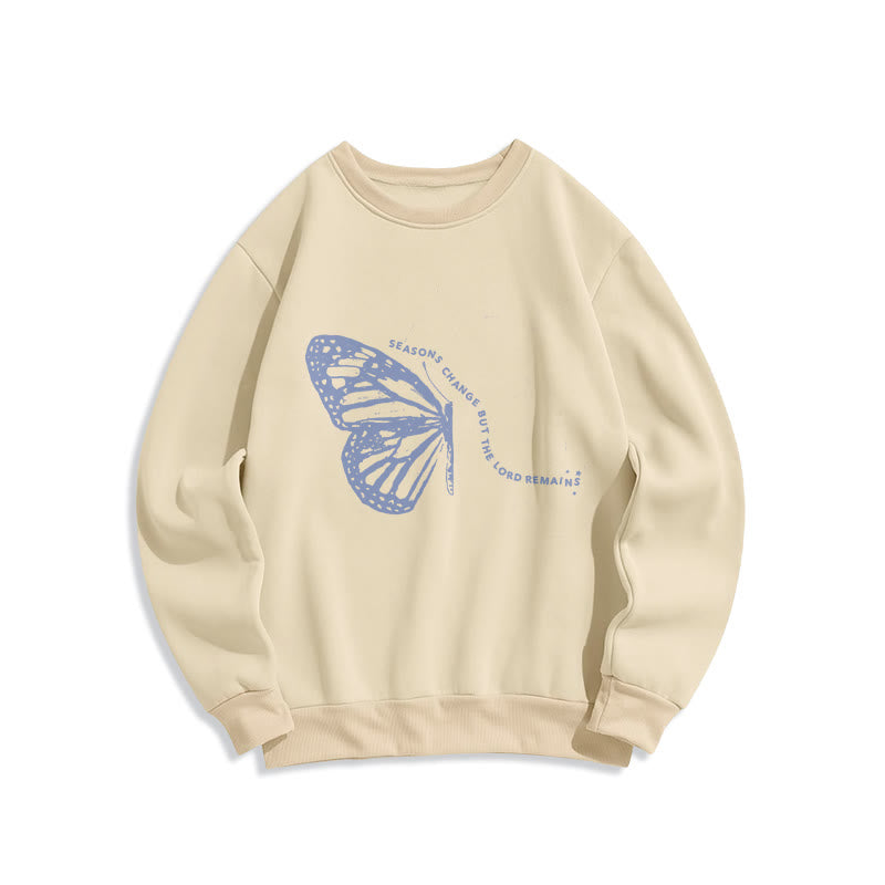 Sweat-shirt en polyester doublé polaire à motif papillon « Les saisons changent, le Seigneur demeure » ​​de Christianartworkshop - Beige - 2XL - image 2