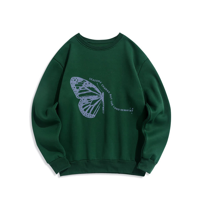 Sweat-shirt en polyester doublé polaire à motif papillon « Les saisons changent, le Seigneur demeure » ​​de Christianartworkshop - Vert - 2XL - image 4