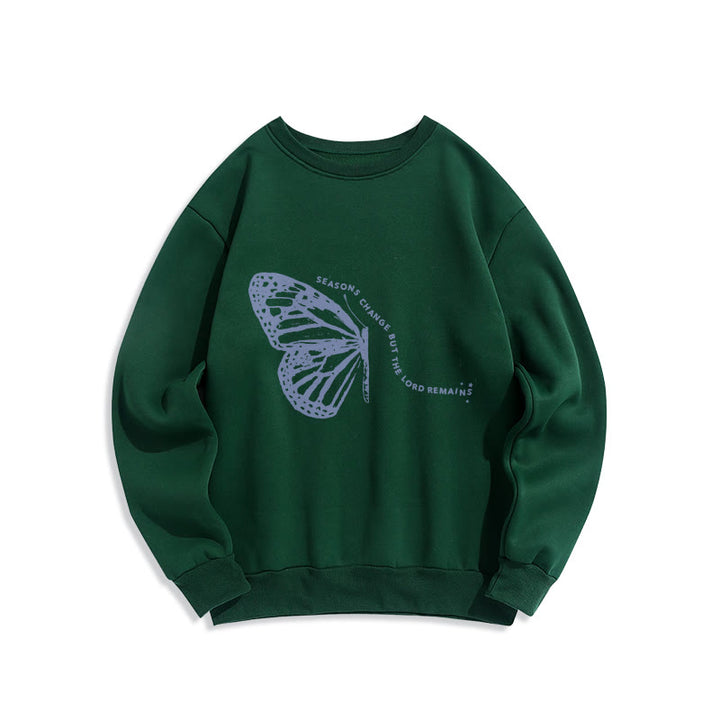 Sweat-shirt en polyester doublé polaire à motif papillon « Les saisons changent, le Seigneur demeure » ​​de Christianartworkshop - Vert - 2XL - image 4