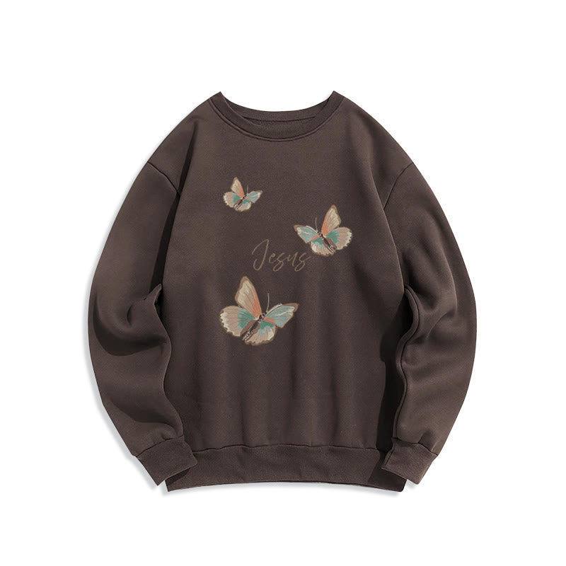 Sweat-shirt en polyester doublé polaire « Murmure de Jésus » de Christianartworkshop, style doux et papillon - Brun - 2XL - image 4