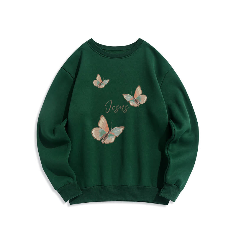 Sweat-shirt en polyester doublé polaire « Murmure de Jésus » de Christianartworkshop, style doux et papillon - Vert - 2XL - image 5
