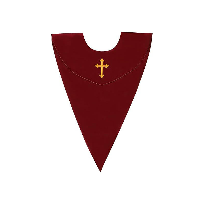 Christianartworkshop Robe de cérémonie pour le clergé avec étole rouge bordeaux et croix brodée - image 6