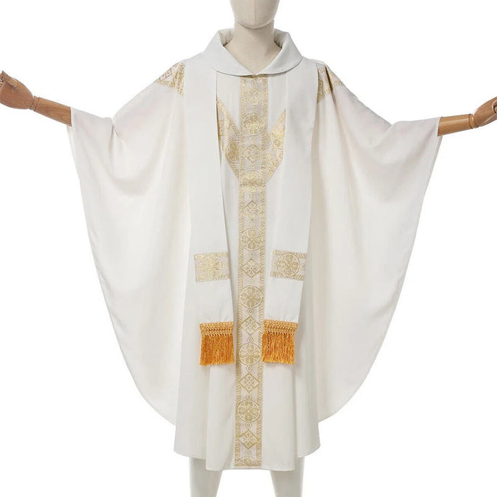 Christianartworkshop Cape médiévale, robe de clergé ornée de motifs religieux dorés - image 8