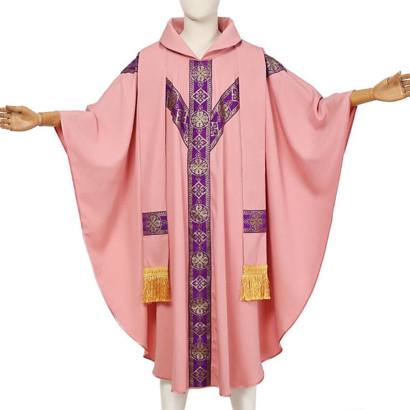 Christianartworkshop Cape médiévale, robe de clergé ornée de motifs religieux dorés - image 13