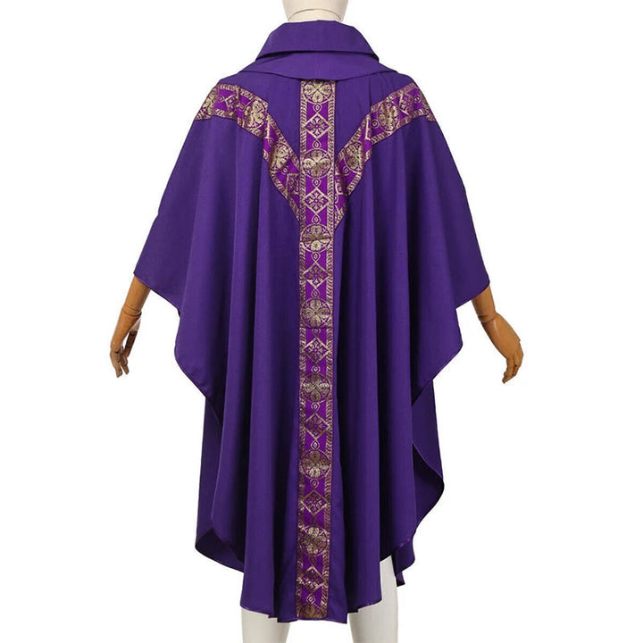 Christianartworkshop Cape médiévale, robe de clergé ornée de motifs religieux dorés - image 11