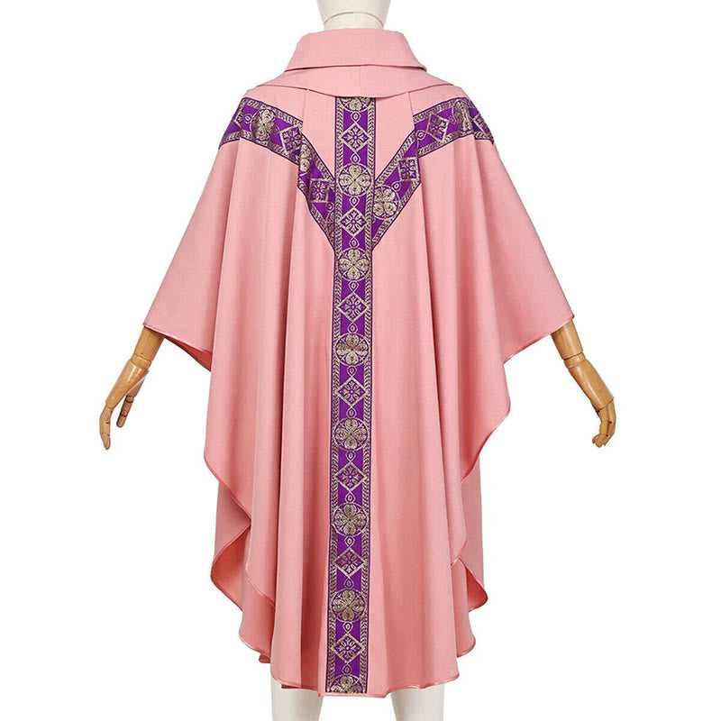 Christianartworkshop Cape médiévale, robe de clergé ornée de motifs religieux dorés - image 14
